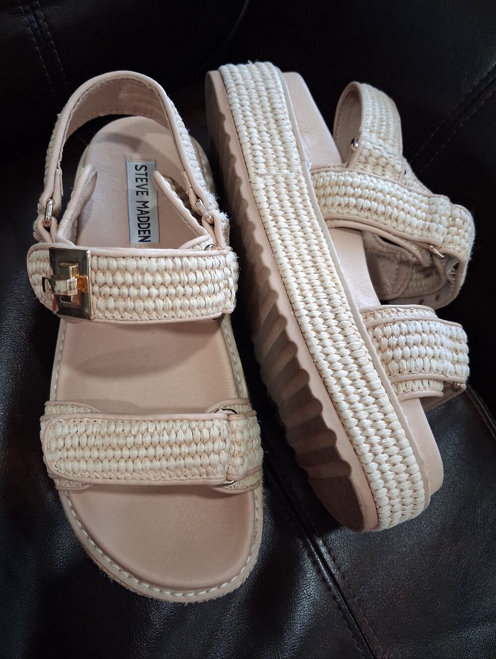 Steve Madden Women's Cream Woven Platform Sandals